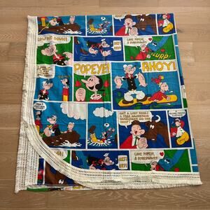 Vintage Burlington House Popeye The Sailor Man Cartoon Full Bedspread Throw